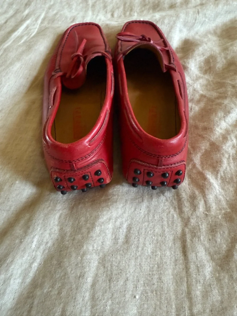 Tod's Red Leather Women's Driving Loafers - Picture 5 of 6